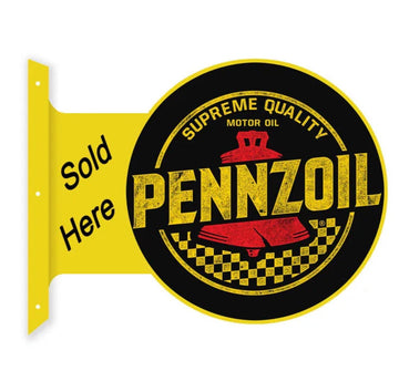 Pennzoil oil flanged wall sign