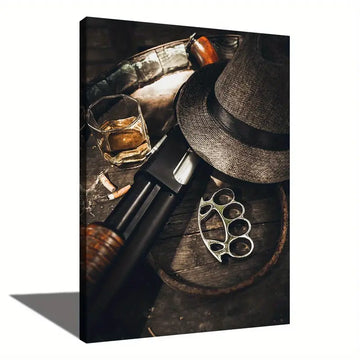 Mafia Gun Gangster Canvas Poster Framed