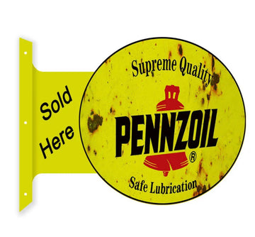 Pennzoil oil flanged wall sign Double Sided