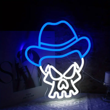Cowboy's Blue Hat Skull LED Neon SIGN