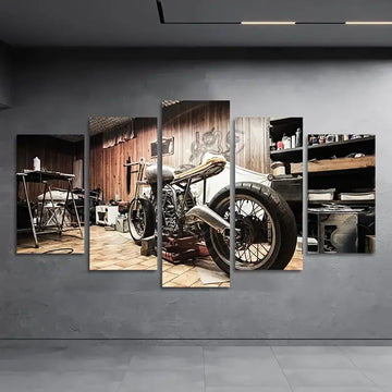 5pcs/set Wooden Framed Canvas Poster, Modern Art, Motorcycle Vintage Canvas Wall size # 2