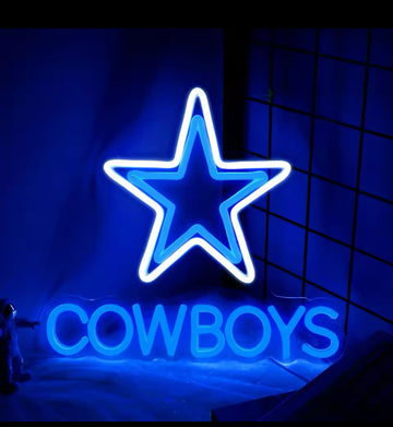 COWBOY'S BLUE STAR NEON LED SIGN