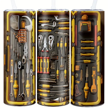 1pc 20 Oz Stainless Steel Tumbler with Toolbox Design