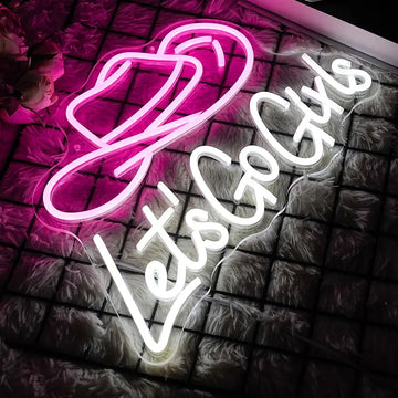 Let's Go Girls Pink Cowboy Hat Led Neon Sign