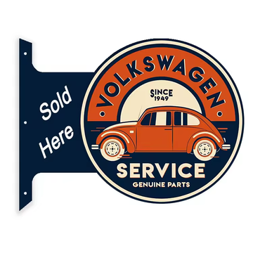VOLKSWAGEN SERVICE FLANGED DOUBLE SIDED METAL SIGN