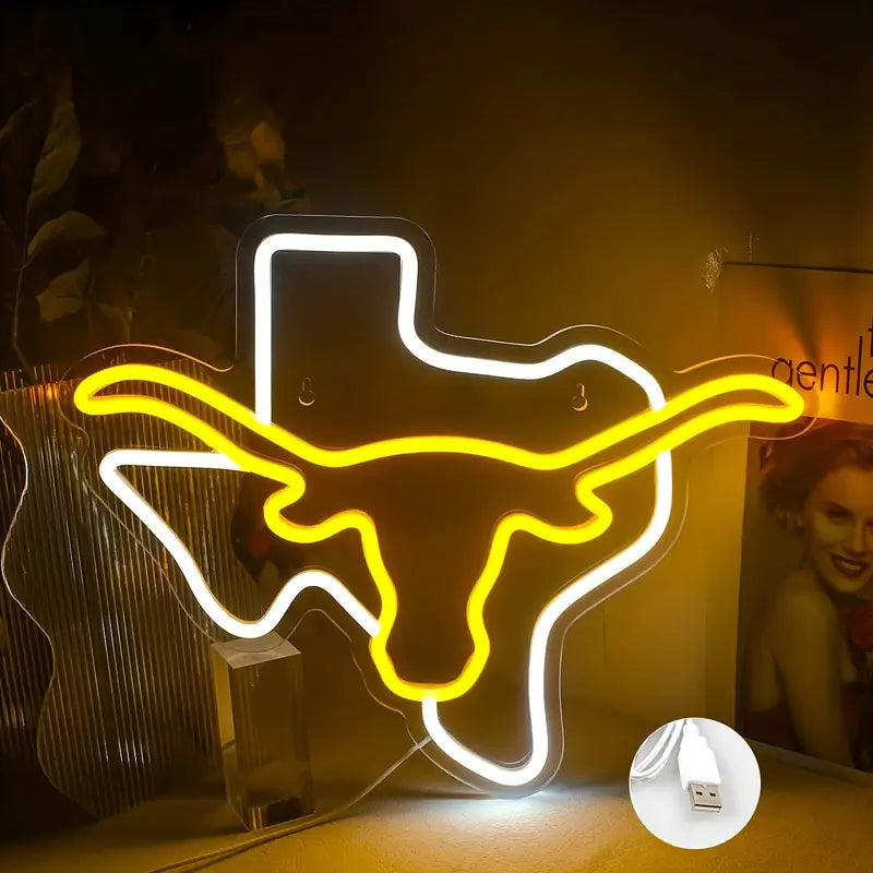 Texas Long Horn Led Neon Sign