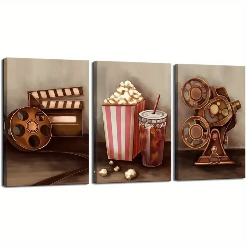 3-Piece Classic Film Reel Canvas Wall Art