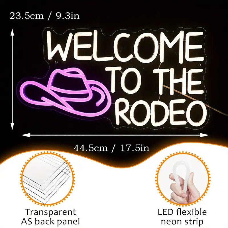 Welcome To the Rodeo Led Neon Sign Pink Hat