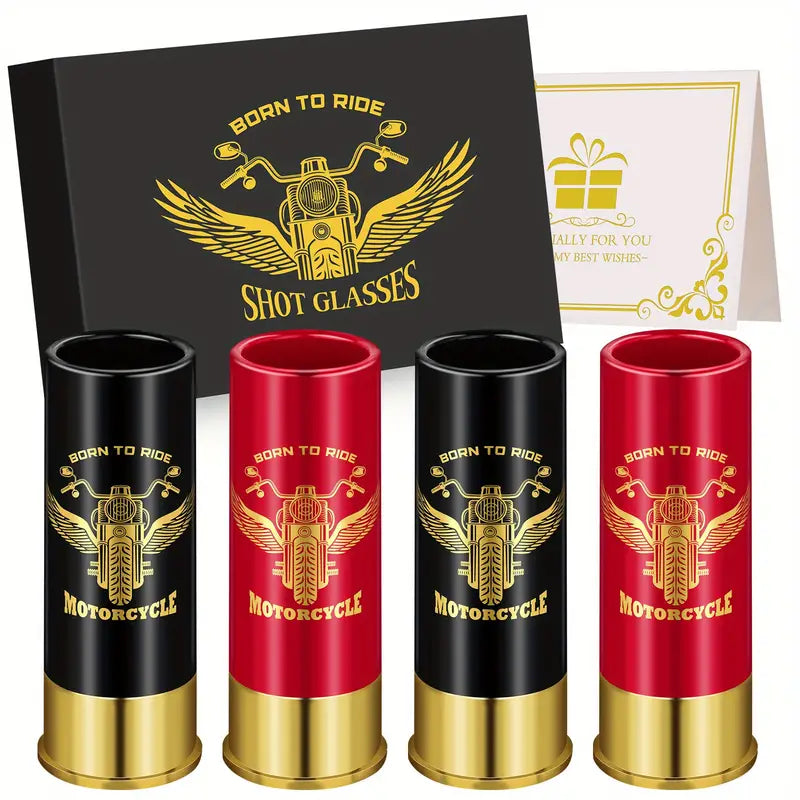 4pcs Motorcycle-Themed Shot Glass Set,