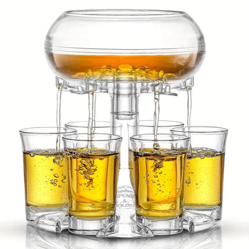 6-Pack Glass Shot Dispenser and Holder Set,