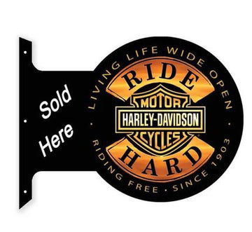 Ride Hard Harley Davidson flange wall signs