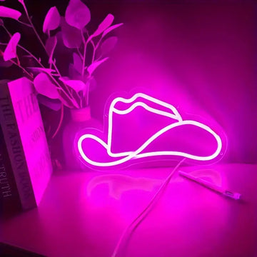 Pink Cowgirl Hat Neon Led Sign