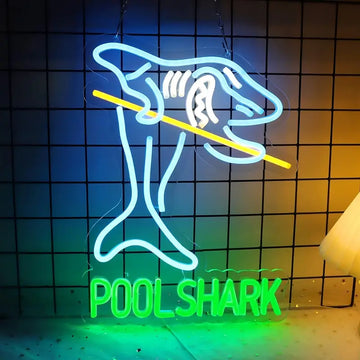 Pool Shark Billiards led neon sign