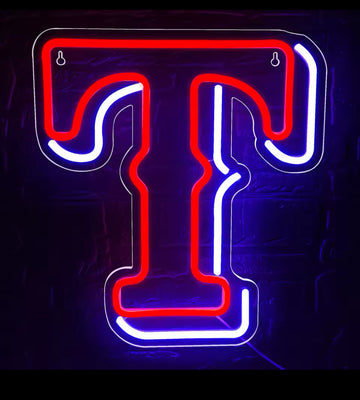 Baseball Neon Sign Rangers Team Logo