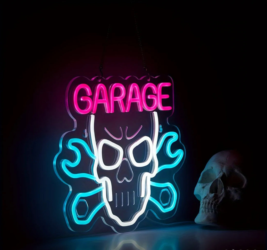 GARAGE SKULL TOOLS NEON LED SIGN