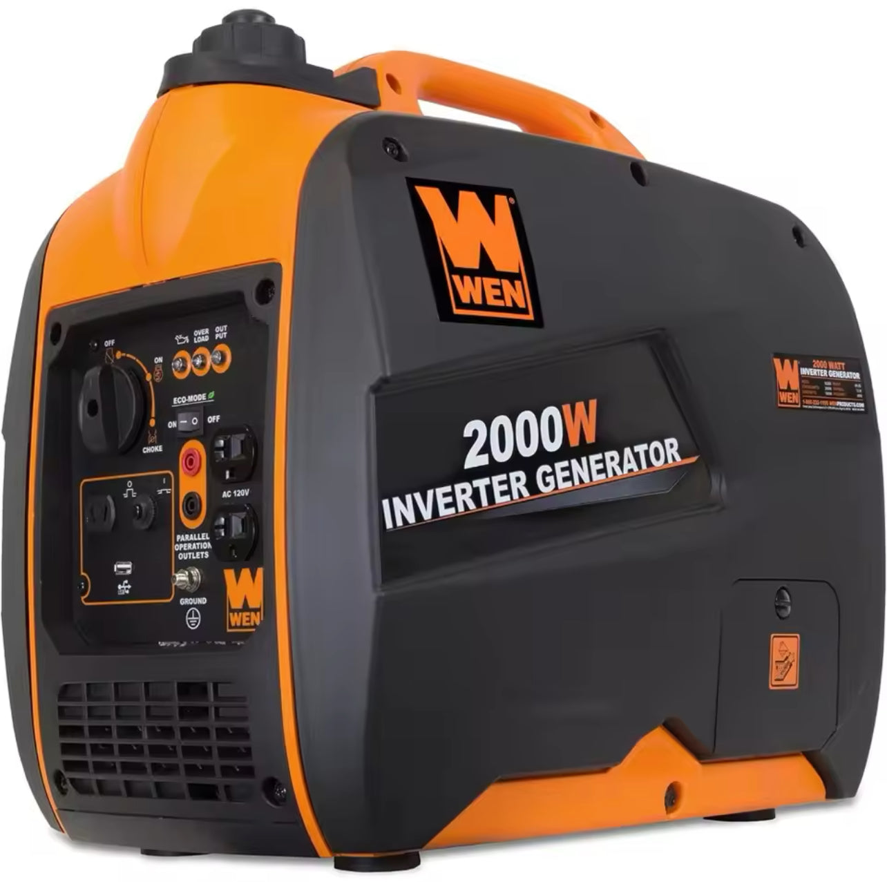 Super Quiet 2000-Watt Portable Inverter Generator W/Fuel Shut Off, CARB Compliant, Ultra Lightweight, Black/Orange