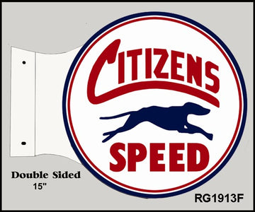 Retro Citizens Speed Motor Oil Double Sided Flange Sign.