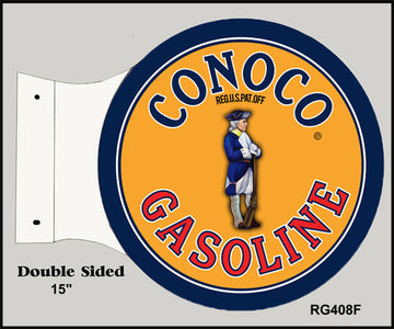 Retro Conoco Gasoline Double Sided Flange Sign