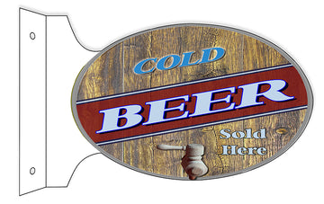 Cold Beer Sold Here Flange Oval Sign