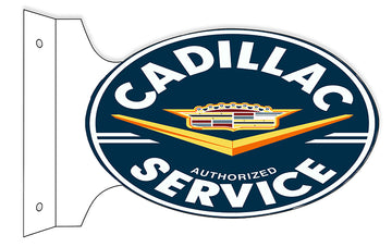 Double Sided Flange Sign Cadillac Service. 12×18 Oval