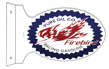 Pure Oil Co. Firebird Racing Gasoline Flange Oval Sign