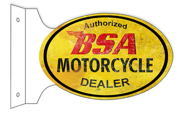 BSA Motorcycle Authorized Dealer Flange Oval Sign