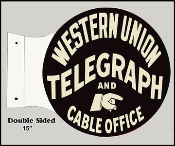 Cable Office Western Union Nostalgic Sign.