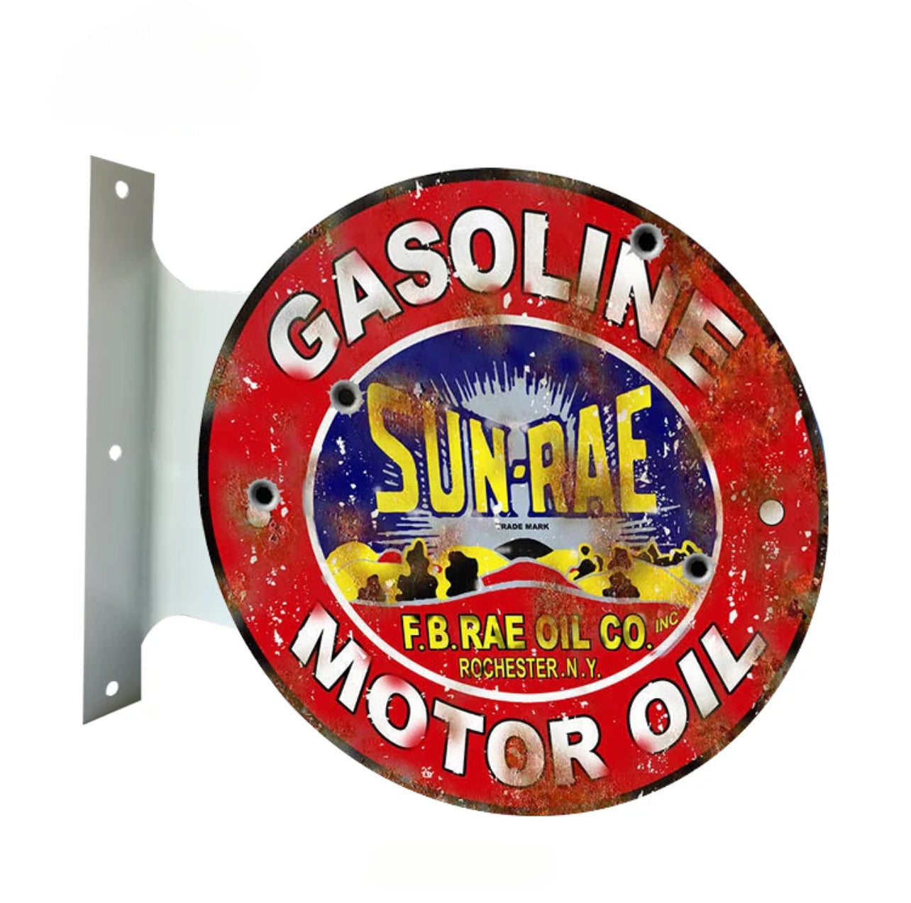 Gasoline Motor Oil Flanged Wall Sign Double Sided