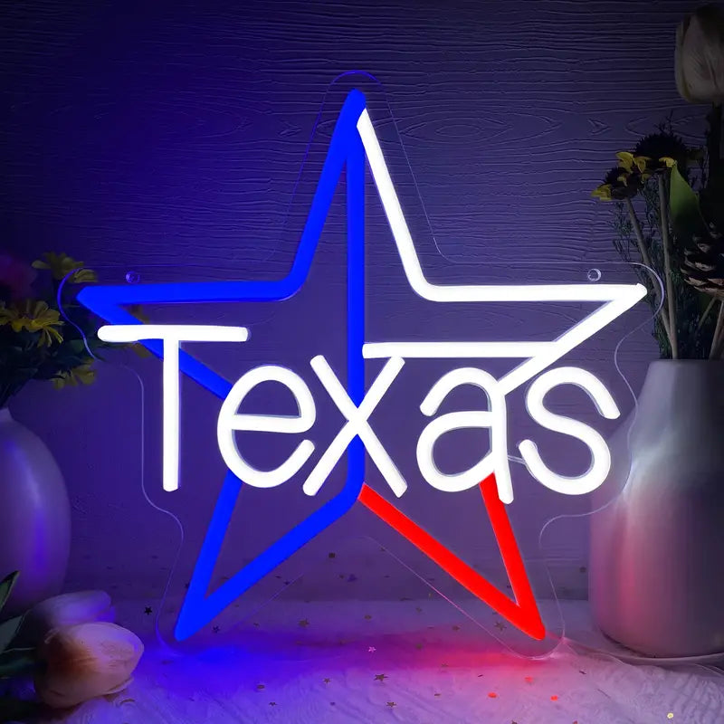 RED, WHITE & BLUE TEXAS NEON LED SIGN