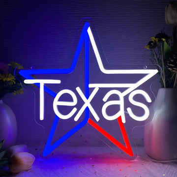 RED, WHITE & BLUE TEXAS NEON LED SIGN