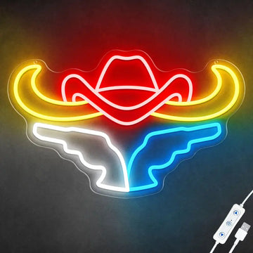 COWBOY HORN'S GUN'S LED NEON SIGN