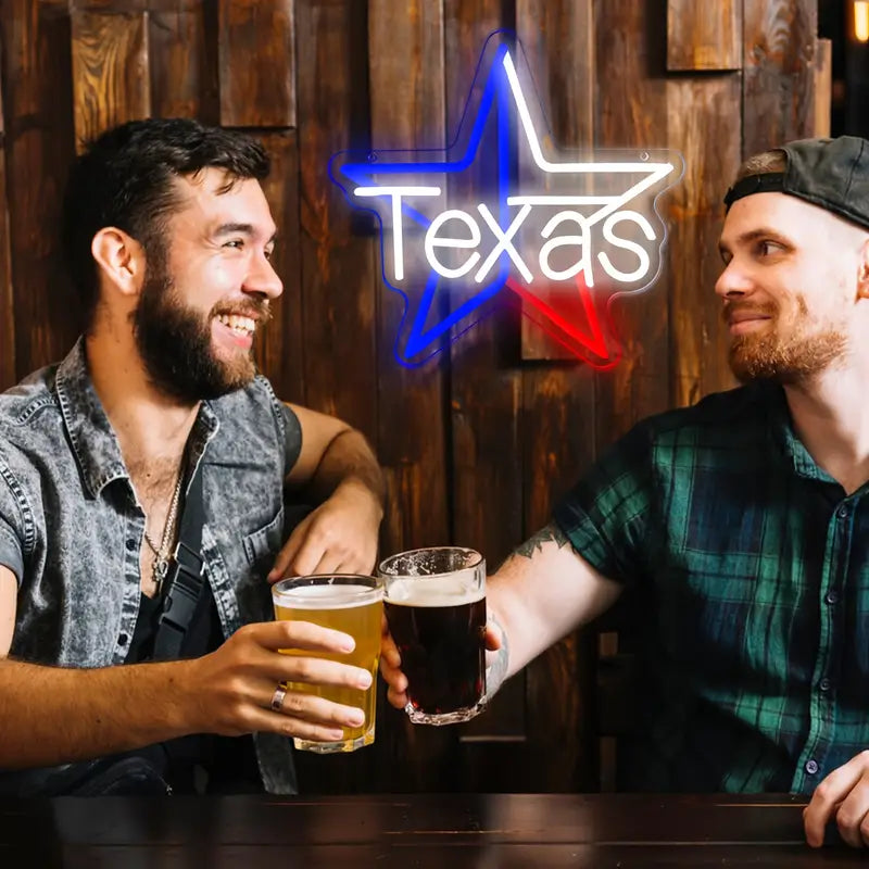 RED, WHITE & BLUE TEXAS NEON LED SIGN