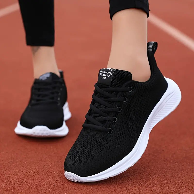 Women's Lightweight Mesh Sneakers, Breathable Mesh Lace-up Front Running Shoes size 8