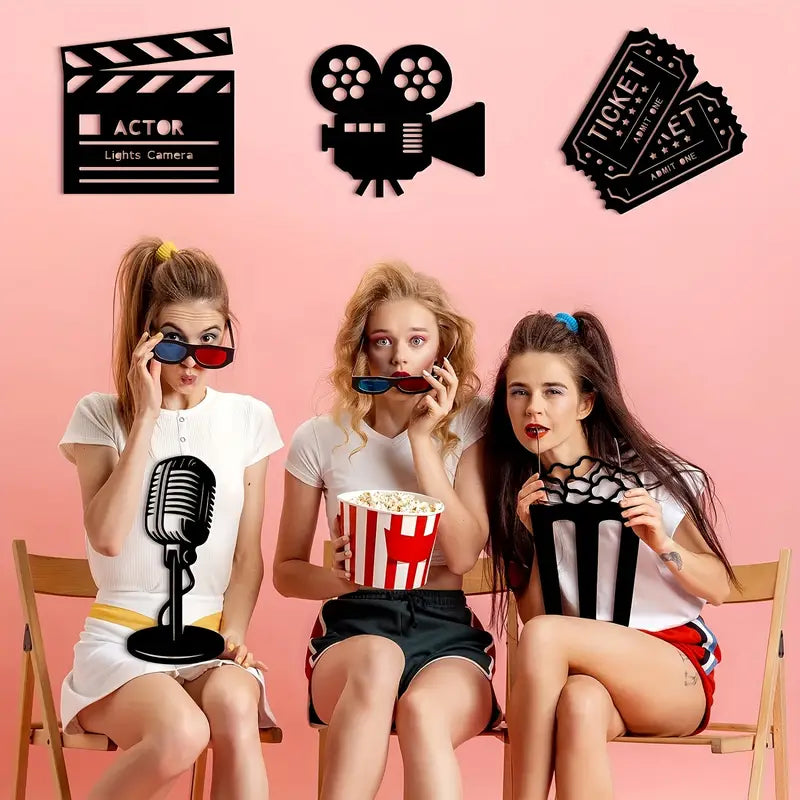 5pcs Vintage-Style Cinema Decor Set