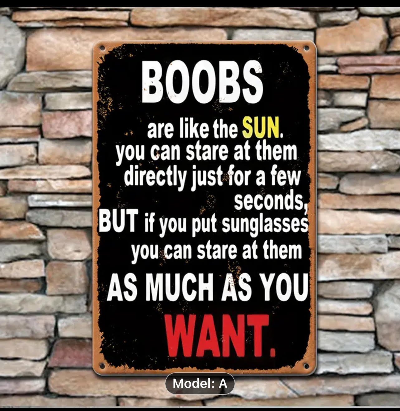 BOOBS Funny Sign