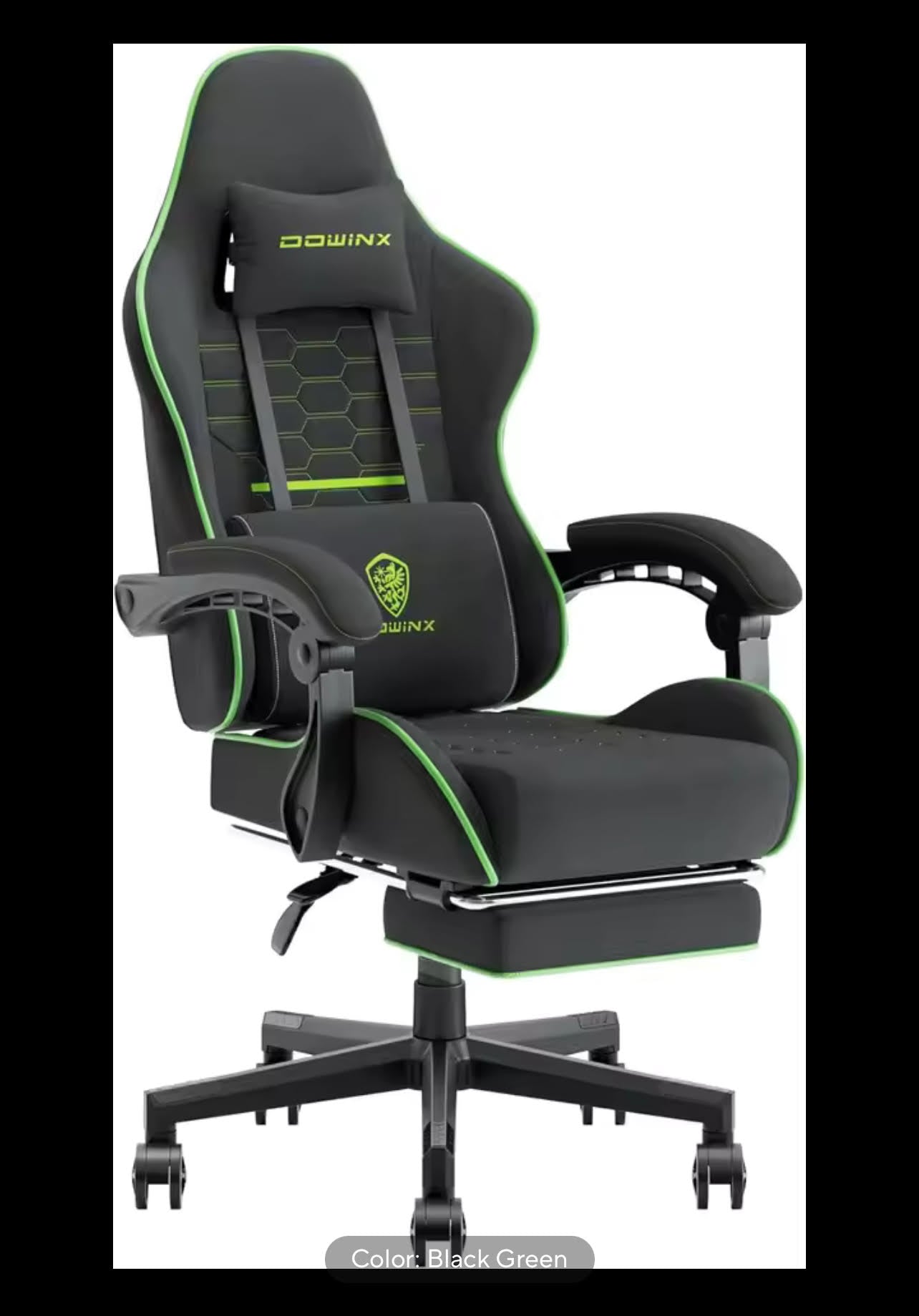 Gaming Chair Fabric with Pocket Spring Cushion, Massage Game Chair Cloth with Headrest, Ergonomic Computer Chair